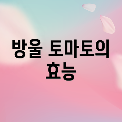 방울 토마토의 효능