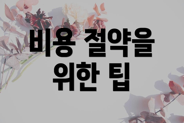 비용 절약을 위한 팁
