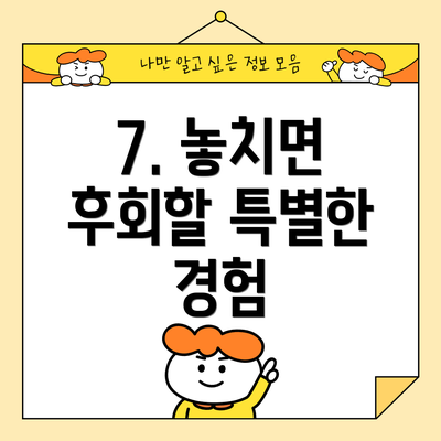 7. 놓치면 후회할 특별한 경험