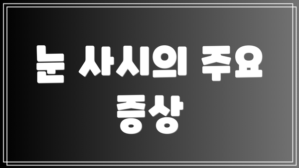 눈 사시의 주요 증상