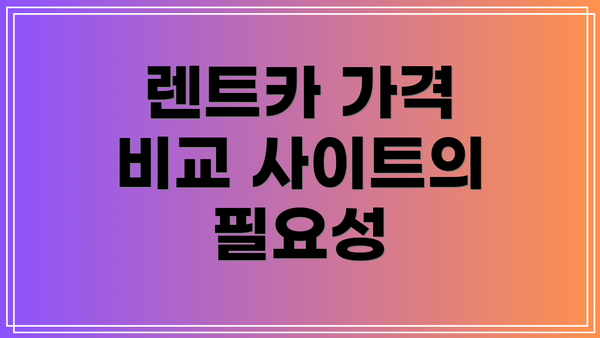 렌트카 가격 비교 사이트의 필요성