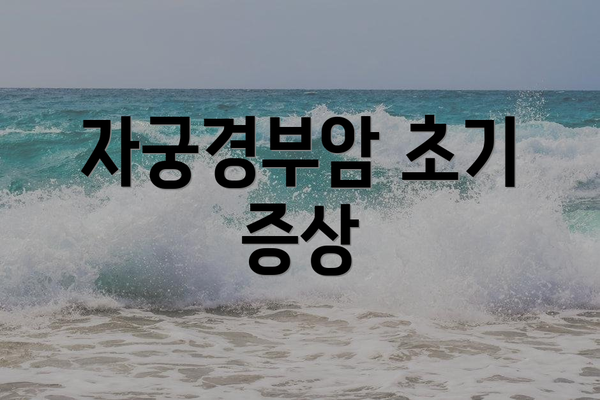 자궁경부암 초기 증상