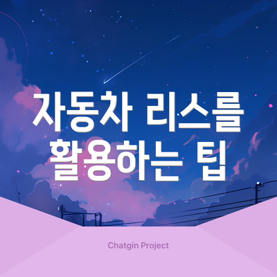 자동차 리스를 활용하는 팁