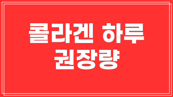 콜라겐 하루 권장량