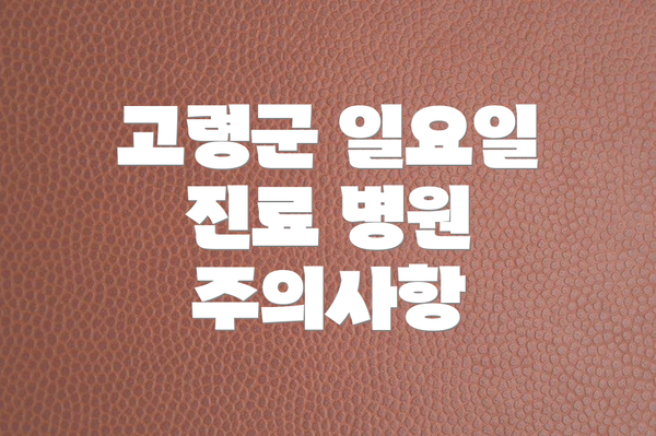 고령군 일요일 진료 병원 주의사항