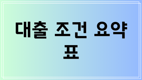 대출 조건 요약 표