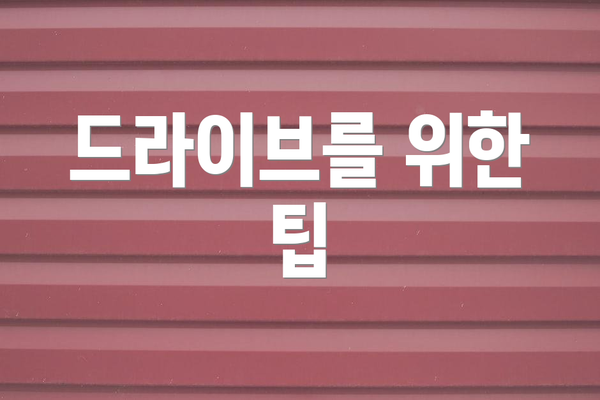 드라이브를 위한 팁