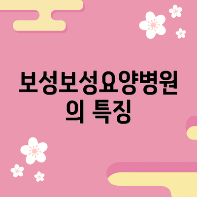 보성보성요양병원의 특징