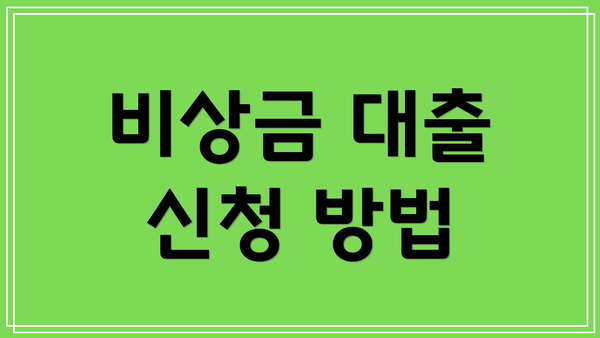 비상금 대출 신청 방법