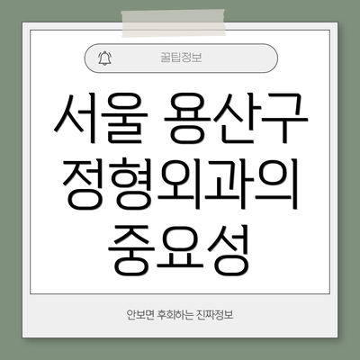 서울 용산구 정형외과의 중요성