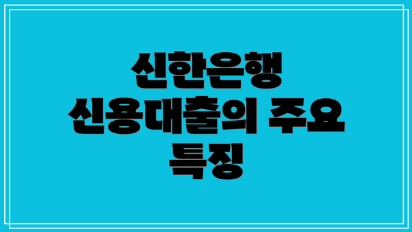 신한은행 신용대출의 주요 특징