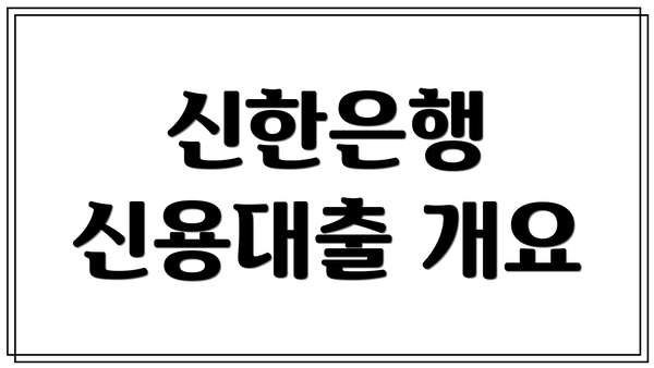신한은행 신용대출 개요