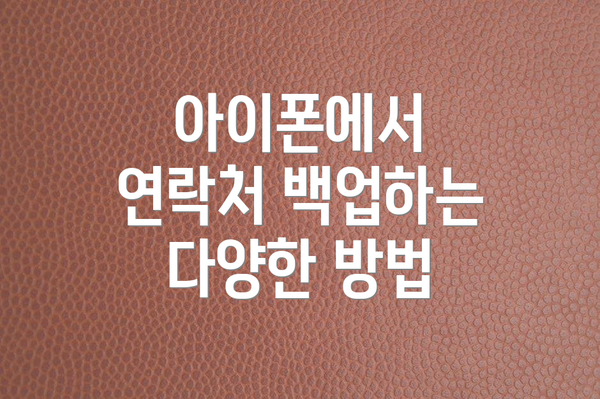 아이폰에서 연락처 백업하는 다양한 방법