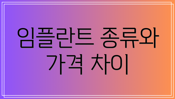 임플란트 종류와 가격 차이