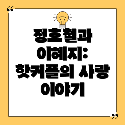 정호철과 이혜지: 핫커플의 사랑 이야기