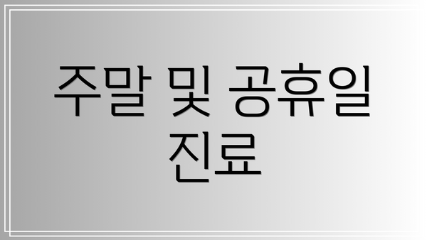 주말 및 공휴일 진료
