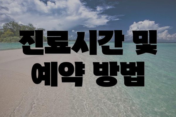 진료시간 및 예약 방법
