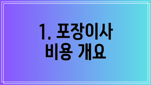 1. 포장이사 비용 개요