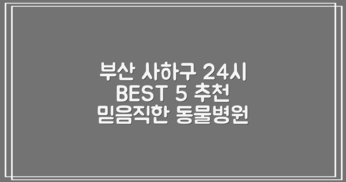부산 사하구 24시 동물병원 BEST 5 추천! 후기 좋은 5곳 비교